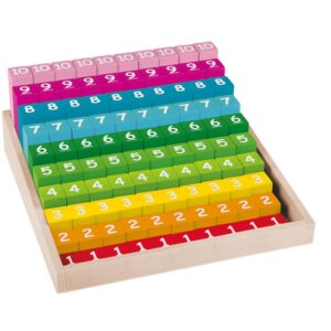 Fa szivárványos színű játék Montessori logikai fejlesztő játék, nagy számokkal